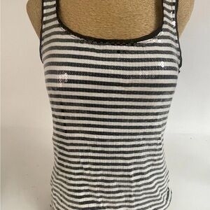 White House Black Market Womens Striped Knitted Sequins Tank Top Size XS